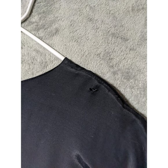 🍑VTG PETITE IMPRESSIONS 100% Rayon Women Blouse Padded Shoulder Black SIZE 14 - Picture 2 of 12